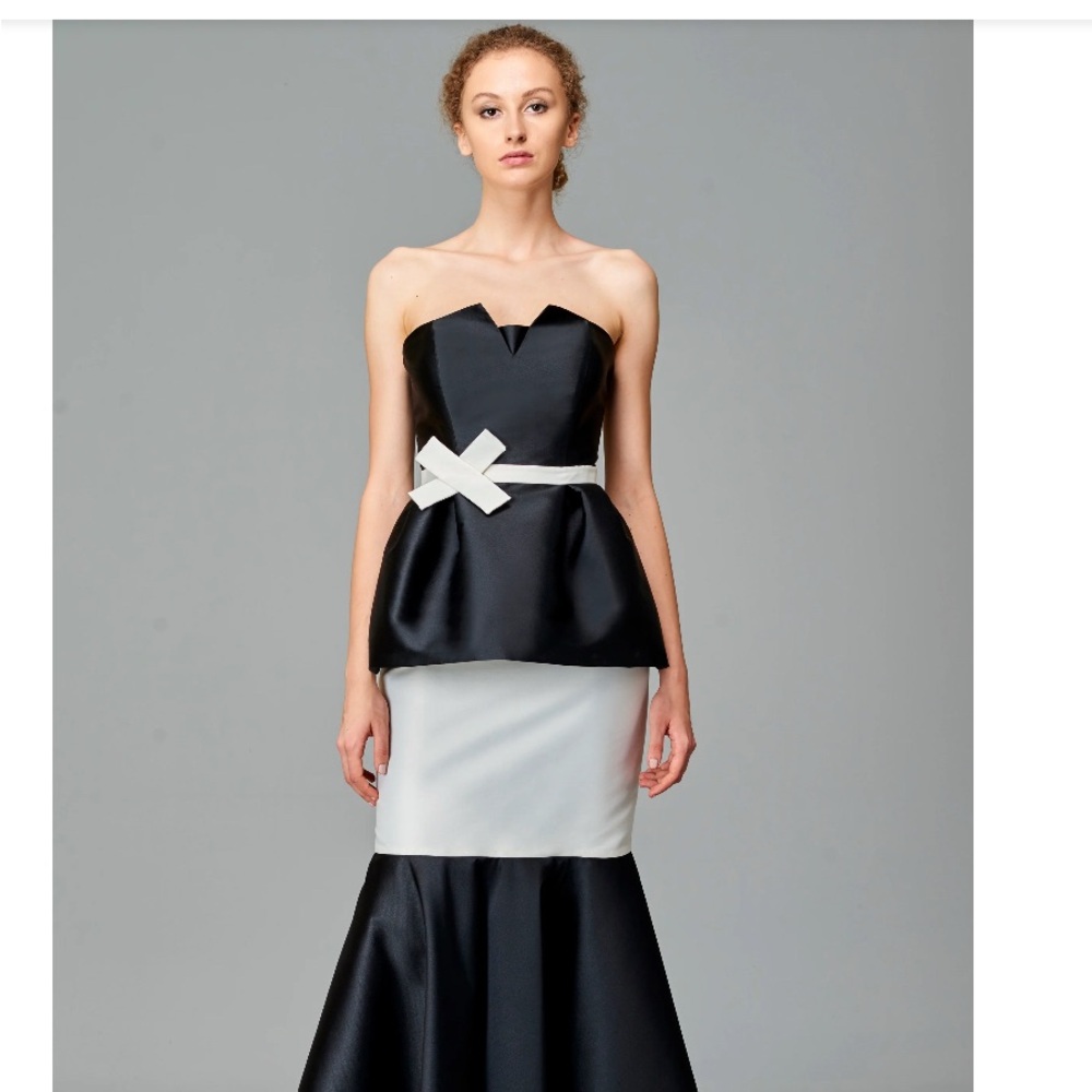 Chic Strapless Black and White Dress